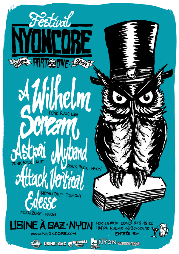 NYONCORE FESTIVAL 2014 - PART ONE - 8 MARS 2014 - USINE A GAZ NYON - FLYER AFFICHE