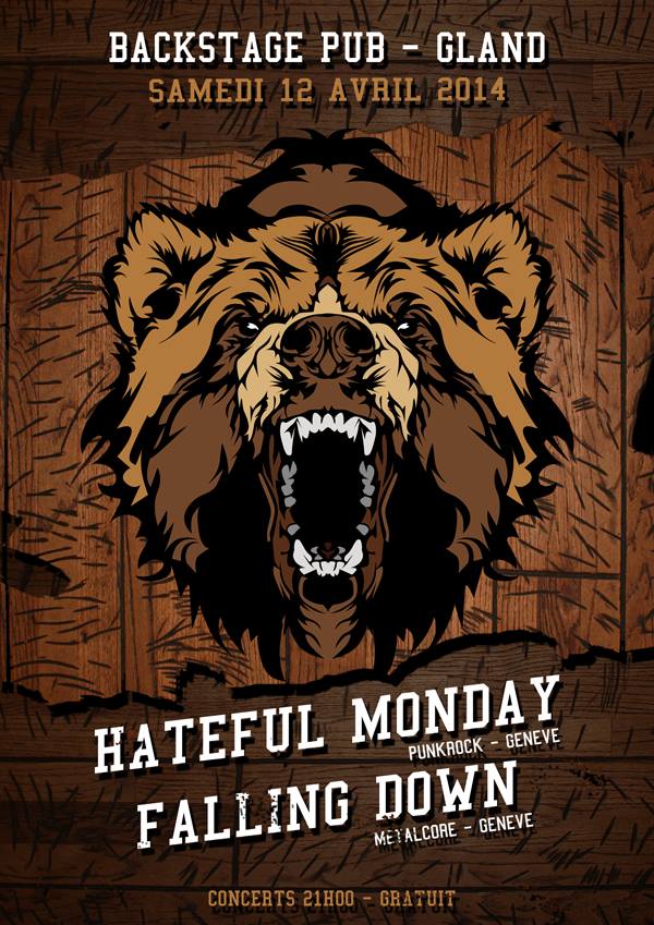 concert backstage pub gland punkrock metalcore hateful monday falling down 12 avril 2014