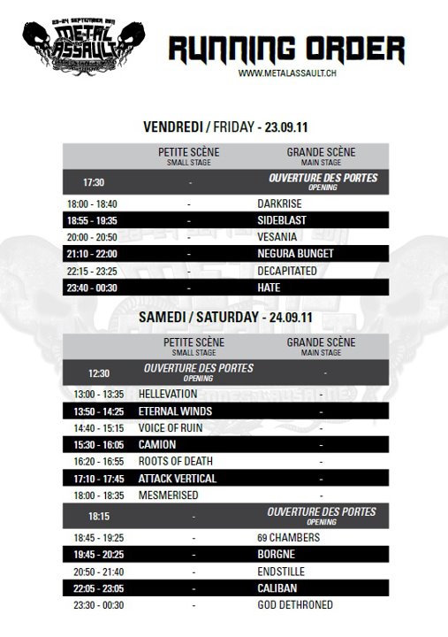 metal assault festival 2011 lausanne grand-vennes running order metal assault festival 2011 lausanne grand-vennes running order